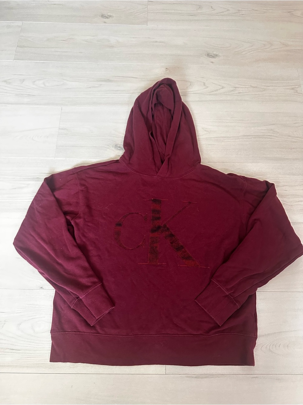 Calvin Klein Women Burgundy Hooded Sweatshirt Size Small 0125